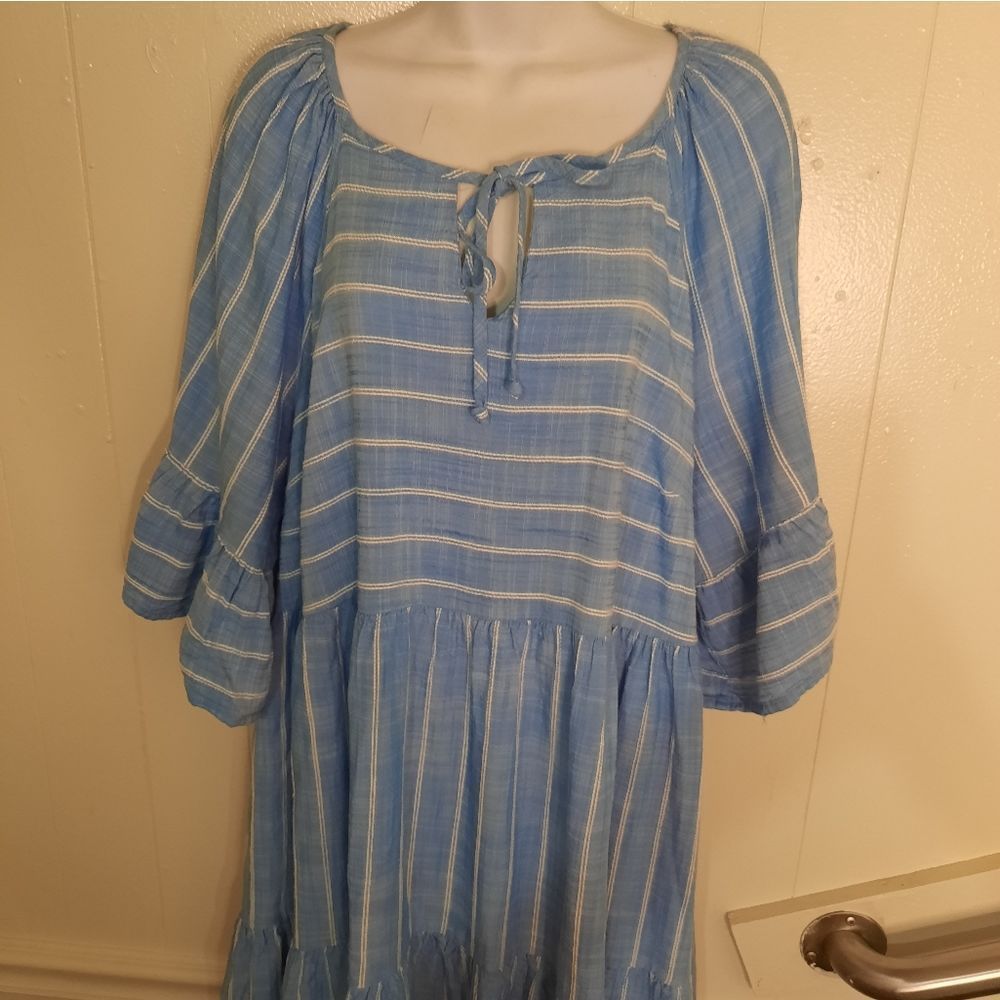 Signature by Robbie Bee blue striped dress - Picture 4 of 6